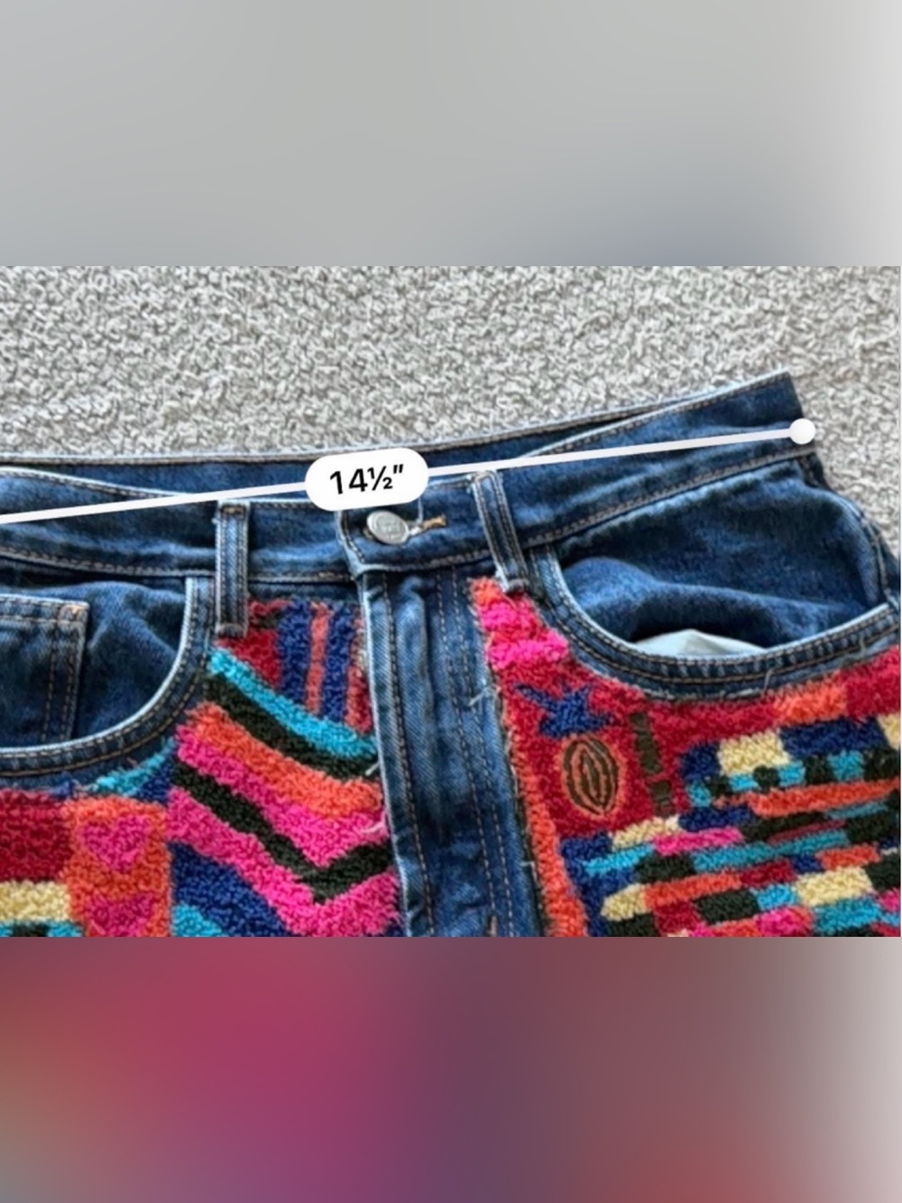 FARM Rio Colorful Embroidered High-Rise Patchwork Jean Shorts - Picture 5 of 6
